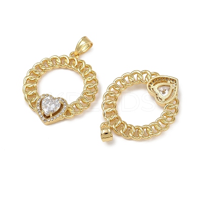 Brass Micro Pave Cubic Zirconia Pendants KK-I358-068G-05-1