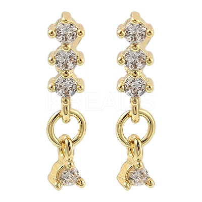 Brass Micro Pave Clear Cubic Zirconia Stud Earrings EJEW-R016-26G-01-1