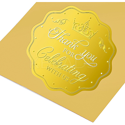 Plastic Self Adhesive Gold Foil Embossed Stickers DIY-WH0211-185-1