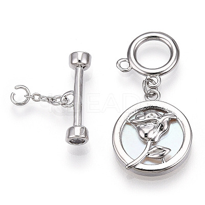 White Shell Toggle Clasps KK-P223-12P-02-1