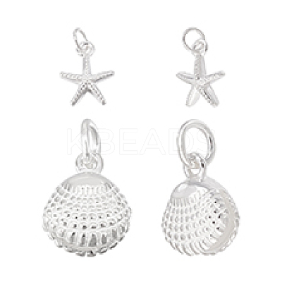 Starfish/Shell Shape 925 Sterling Silver Sea Animal Charms STER-PH0002-31-1