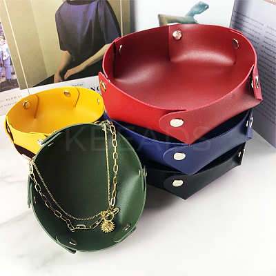 3Pcs 3 Colors PU Leather Storage Tray Box with Snap Button AJEW-WR0001-80-1