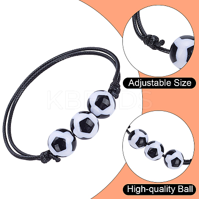 20Pcs Plastic Football Braided Bead Bracelet BJEW-SP0001-20-1