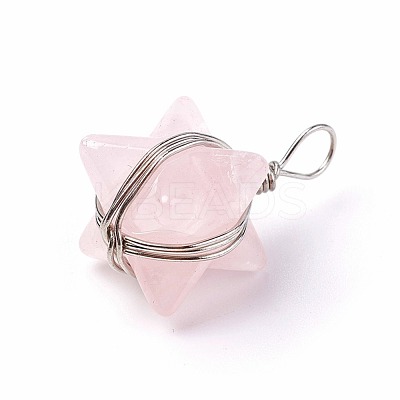 Natural Rose Quartz Pendants G-I220-C03-1