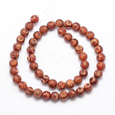 Tibetan Style 3-Eye dZi Beads  G-K166-02-8mm-L1-07-1