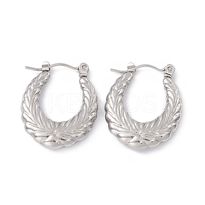 Non-Tarnish 304 Stainless Steel Wheat Ring Thick Hoop Earrings for Women LS-EJEW-B018-08P-1