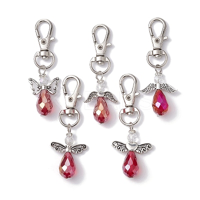 Angel Glass and Alloy Wings Pendant Decorations HJEW-JM01356-01S-1