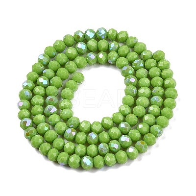 Electroplate Opaque Solid Color Glass Beads Strands EGLA-A044-P4mm-L30-1