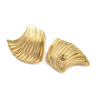 304 Stainless Steel Ocean Wave Stud Earrings for Women EJEW-U022-01G-1