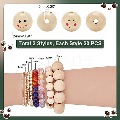 2 Bags 2 Styles Wood European Beads WOOD-PH0002-63-1