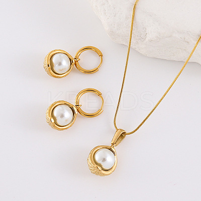 Round 304 Stainless Steel Hoop Earrings & Pendant Necklaces Sets BA0811-3-1