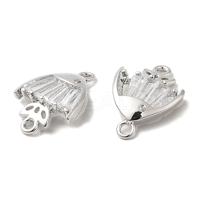 Brass Pave Clear Glass Connector Charms KK-F860-76P-1