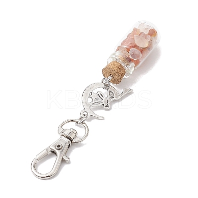 Glass Wishing Bottle with Gemstone Chip inside Pendant Decorations HJEW-JM01991-1
