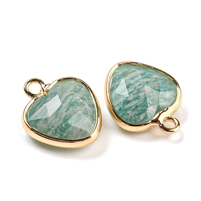 Natural Amazonite Faceted Heart Charms G-Q006-07G-11-1