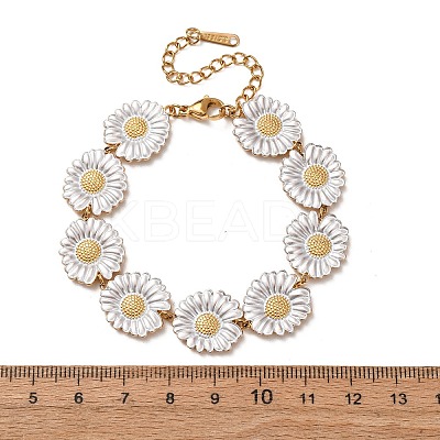 304 Stainless Steel Enamel Link Chain Bracelets for Women BJEW-T027-04C-G-1