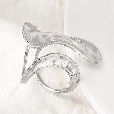 304 Stainless Steel Cuff Rings for Women RJEW-A077-01P-1