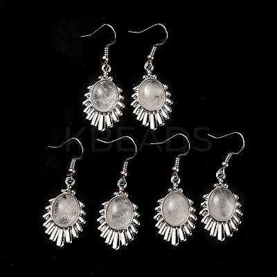 Natural Quartz Crystal Teardrop Dangle Earrings EJEW-K246-01P-03-1