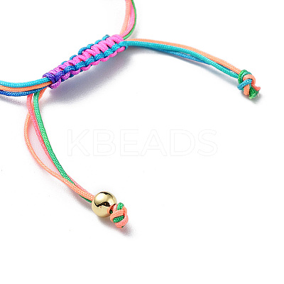 Round Brass and Faceted Glass Braided Bead Bracelet BJEW-C052-06-1