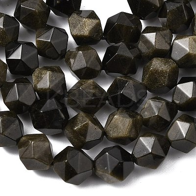 Natural Golden Sheen Obsidian Beads Strands G-Z119-A10-03-1