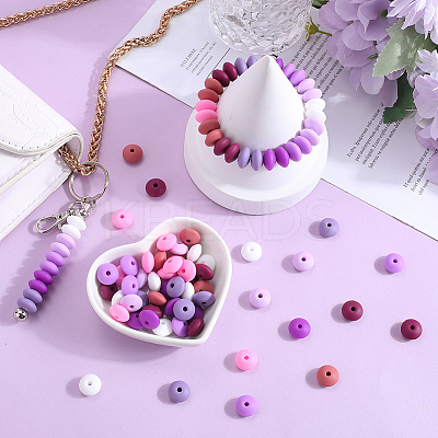 96Pcs 12 Colors Food Grade Eco-Friendly Silicone Abacus Beads SIL-SC0001-87A-1