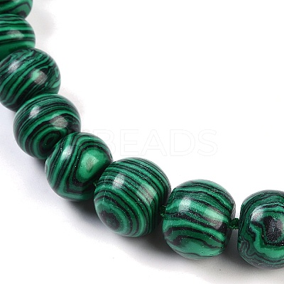 Synthetic Malachite Rondelle Graduated Beaded Necklaces for Women Men NJEW-K388-02K-1