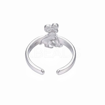Non-Tarnish 304 Stainless Steel 12 Constellations/Zodiac Signs Open Cuff Ring for Women RJEW-S405-156P-1
