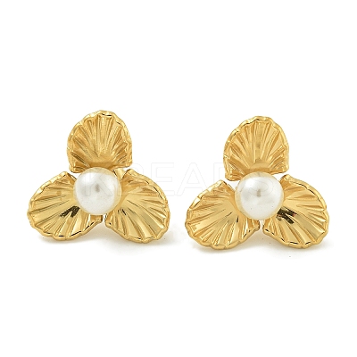 Flower Ion Plating(IP) 304 Stainless Steel Stud Earrings EJEW-G400-18G-1