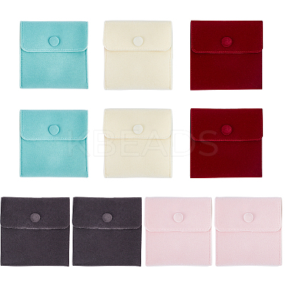 10Pcs 5 Colors Square Velvet Jewelry Bags TP-CP0001-04-1