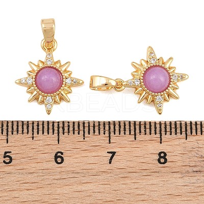 Brass Micro Pave Clear Cubic Zirconia with Opalite Charms KK-CBA2DE6-10G-03-1