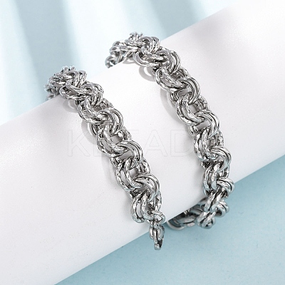 8MM 304 Stainless Steel Textured Double Rolo Chain Necklaces for Women NJEW-G194-05P-01-1