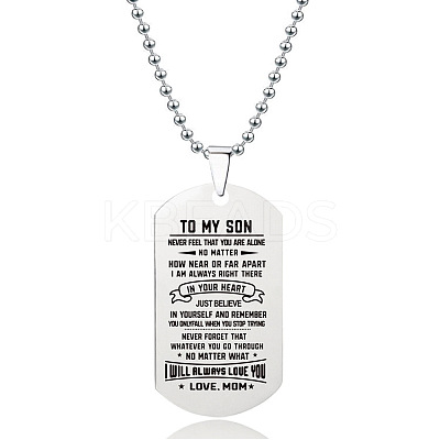 201 Stainless Steel To My Son Dog Tag Pendant Ball Chain Necklaces FS-WG527E6-31-1