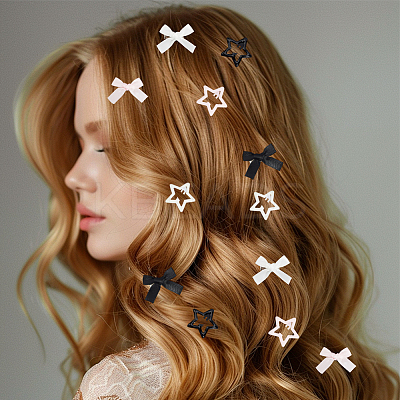 30Pcs 3 Colors Star Iron Enamel Snap Hair Clips OHAR-SP0001-03-1