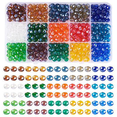 450Pcs 15 Colors Electroplate Glass Beads EGLA-TA0001-93-1
