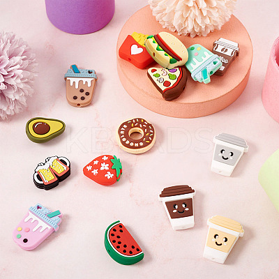 15Pcs 15 Styles Food Silicone Focal Beads SIL-TA0001-87-1