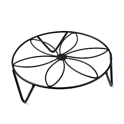 3Pcs 3 Colors Flat Round with Flower Pattern Iron Display Decorations AJEW-NB0002-99-1