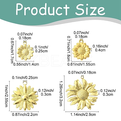 4Pcs 4 Styles 304 Stainless Steel Pendants STAS-YW0003-42G-1