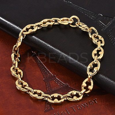 304 Stainless Steel Oval Link Chain Bracelets for Women Men BJEW-F488-48A-G-1