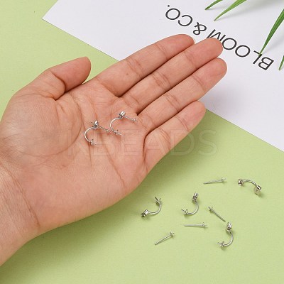 Anti-Tarnish Rhodium Plated 925 Sterling Silver Stud Earring Findings STER-M089-08-1