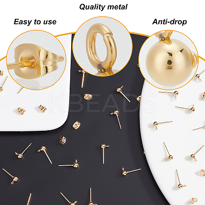 80Pcs 304 Stainless Steel Ball Stud Earring Post DIY-CN0002-05-1