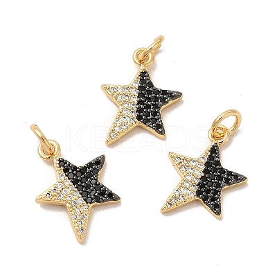 Rack Plating Brass Micro Pave  Cubic Zirconia Pendants KK-B068-22G-1
