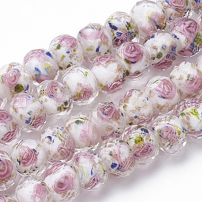 Handmade Gold Sand Lampwork Beads Strands LAMP-SZ0001-28F-1