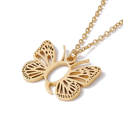 Initial Letter with Butterfly Pendant Necklace NJEW-C026-01G-Q-1