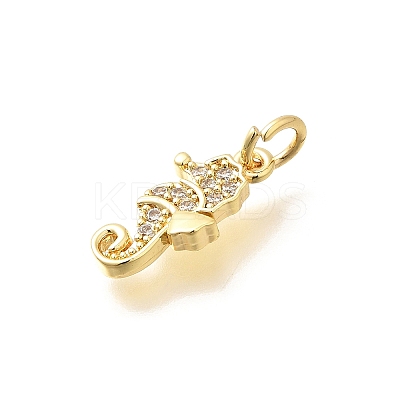 Brass Micro Pave Clear Cubic Zirconia Charms KK-Q040-04A-G-1