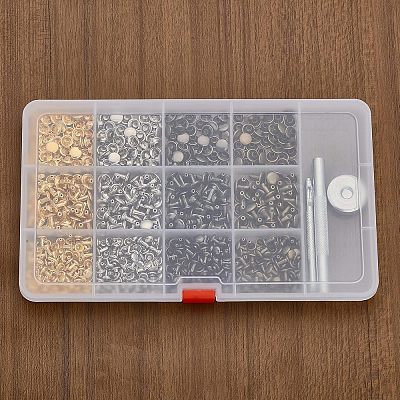 320 Sets 4 Colors 2 Sizes Iron Semi-Tublar Collision Rivets Kits DIY-WH0304-489-1