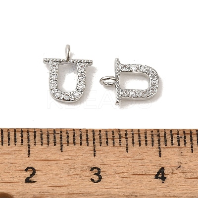 Initial Letter Brass Micro Pave Cubic Zirconia Pendants ZIRC-F008-U-1