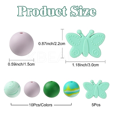 Round & Butterfly Silicone Focal Beads SIL-YW0001-35-1