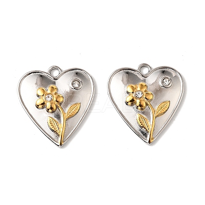 304 Stainless Steel Rhinestone Pendants STAS-Z145-03GP-03-1