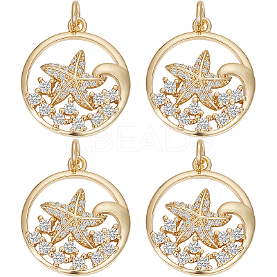 6PCS Brass Micro Pave Cubic Zirconia Pendants KK-BBC0011-86-1