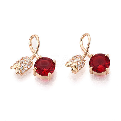 Brass Micro Pave Cubic Zirconia Pendants KK-T074-72KCG-02-1