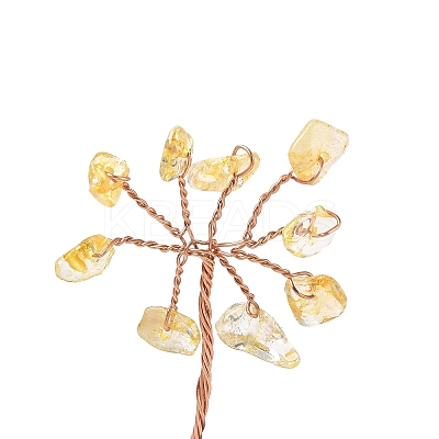 Natural Citrine Chips Tree of Life Decorations DJEW-P022-03A-03-1